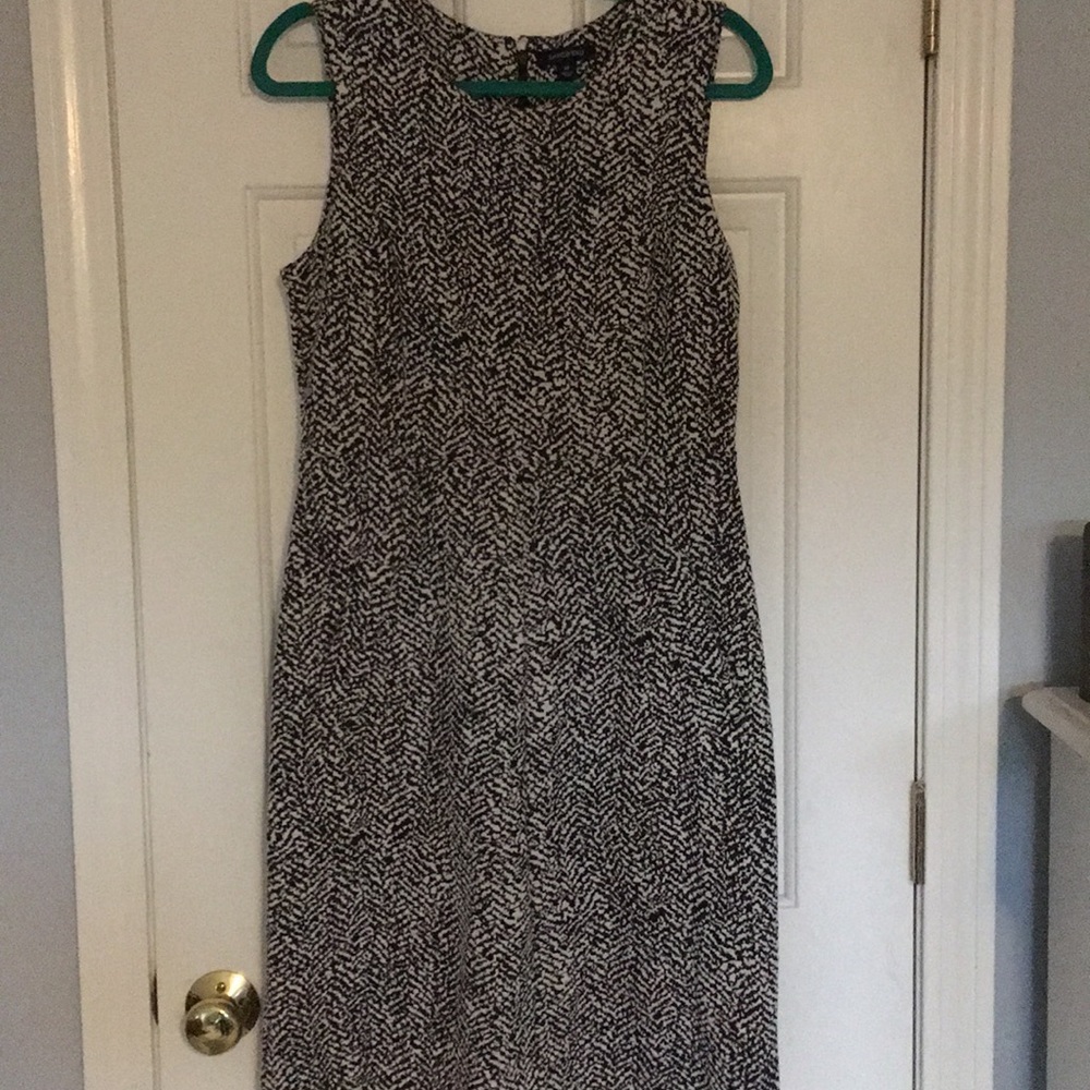 Black & white lands end ponte sheath dress